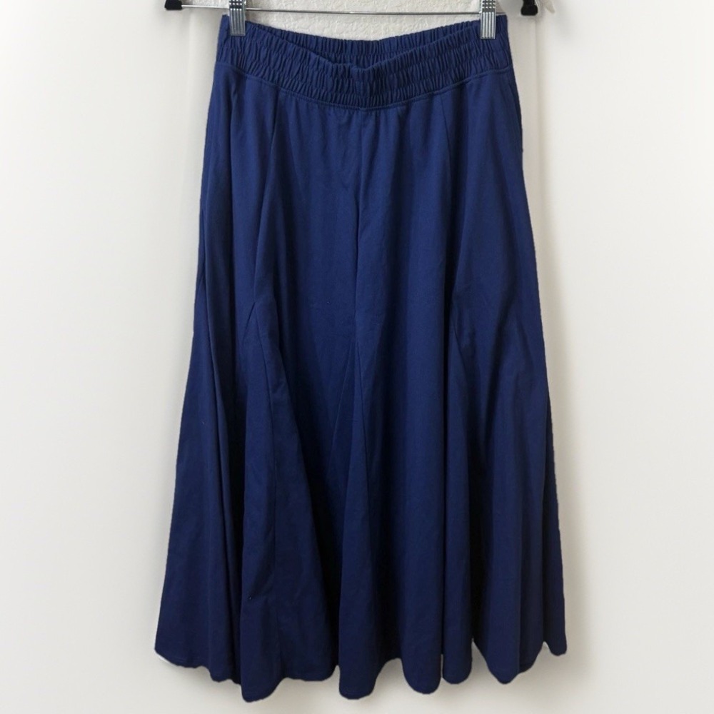 Woman Within Blue Flowy Cotton Maxi Skirt Boho Cottagecore Prairie Sz 12 Short